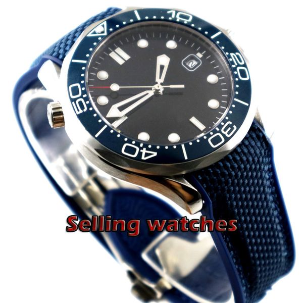 41mm flash black sterile marker plate blue rubber strap ceramic seal sapphire glass date mechanical automatic human watch, Slivery;brown
41mm flash black sterile marker plate blue rubber strap ceramic seal sapphire glass date mechanical automatic human watch, Slivery;brown