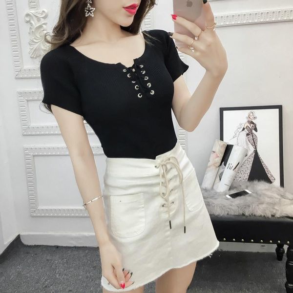 women's sweaters women knitted sweater autumn spring fashion korean short sleeve lace up criss cross knitwear wdc9029, White;black
women's sweaters women knitted sweater autumn spring fashion korean short sleeve lace up criss cross knitwear wdc9029, White;black