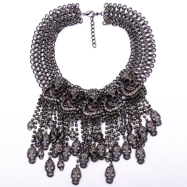 pendant necklaces long tassel chain punk style multilayer metal plating skull short clavicle necklace multiple ghost head jewelry drop, Silver
pendant necklaces long tassel chain punk style multilayer metal plating skull short clavicle necklace multiple ghost head jewelry drop, Silver