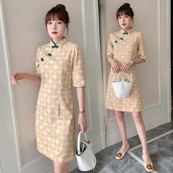 ethnic clothing plus size -4xl fashion modern yellow check cheongsam dress for women summer short sleeve qipao traditional chinese, Red
ethnic clothing plus size -4xl fashion modern yellow check cheongsam dress for women summer short sleeve qipao traditional chinese, Red