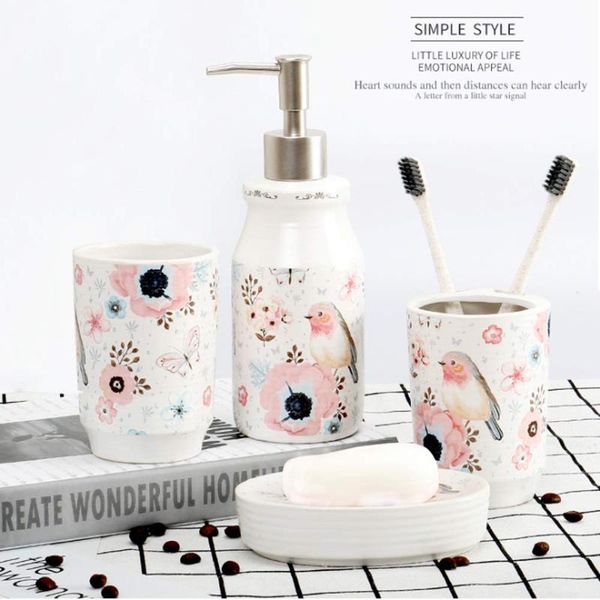 bath accessory set 4pcs ceramics rose flower bird bathroom accessories lotion dispenser/toothbrush holder/tumbler/soap dish cotton swab prod
bath accessory set 4pcs ceramics rose flower bird bathroom accessories lotion dispenser/toothbrush holder/tumbler/soap dish cotton swab prod