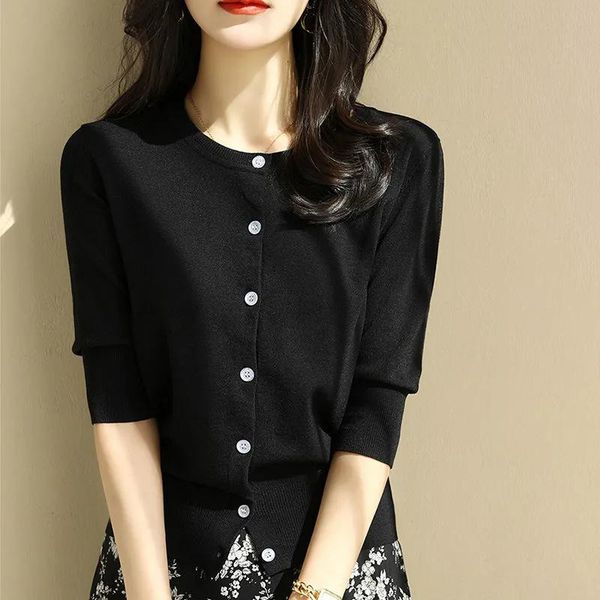 women's knits & tees fashion ice silk knitted cardigan 2021 summer loose five-point sleeve air-conditioning shirt short-sleeved round n, White
women's knits & tees fashion ice silk knitted cardigan 2021 summer loose five-point sleeve air-conditioning shirt short-sleeved round n, White