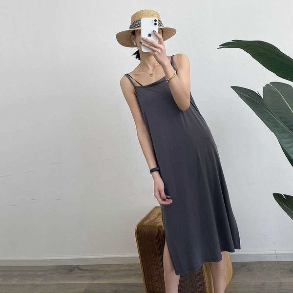 spaghetti strap dress women's korean wear solid color modal mid-length package hip casual dresses 210607, Black;gray
spaghetti strap dress women's korean wear solid color modal mid-length package hip casual dresses 210607, Black;gray