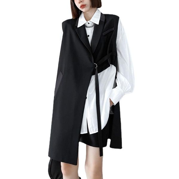 women's vests loose fit black irregular buckle big size long vest lapel sleeveless fashion tide spring autumn 2021 coats, Black;white
women's vests loose fit black irregular buckle big size long vest lapel sleeveless fashion tide spring autumn 2021 coats, Black;white