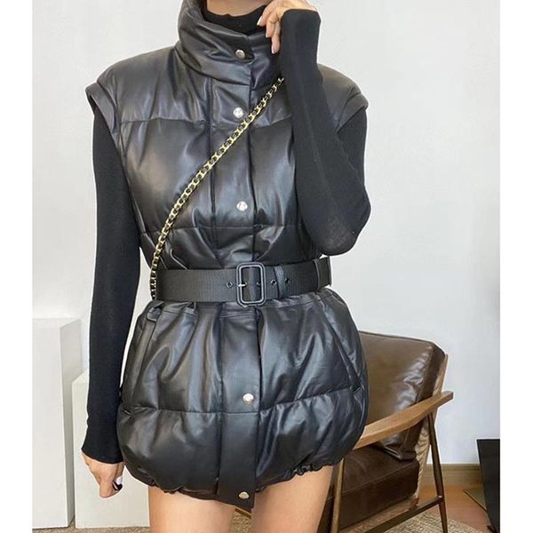 women's vests fashion removable sleeve women elegant pu leather solid coats collected waisted slim ladies, Black;white
women's vests fashion removable sleeve women elegant pu leather solid coats collected waisted slim ladies, Black;white