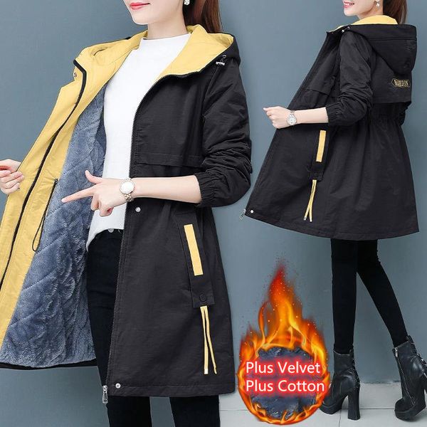 women's trench coats fleece windbreaker for fall winter korean loose hooded thicken coat warm plus velvet female jacket h181 trc5, Tan;black
women's trench coats fleece windbreaker for fall winter korean loose hooded thicken coat warm plus velvet female jacket h181 trc5, Tan;black