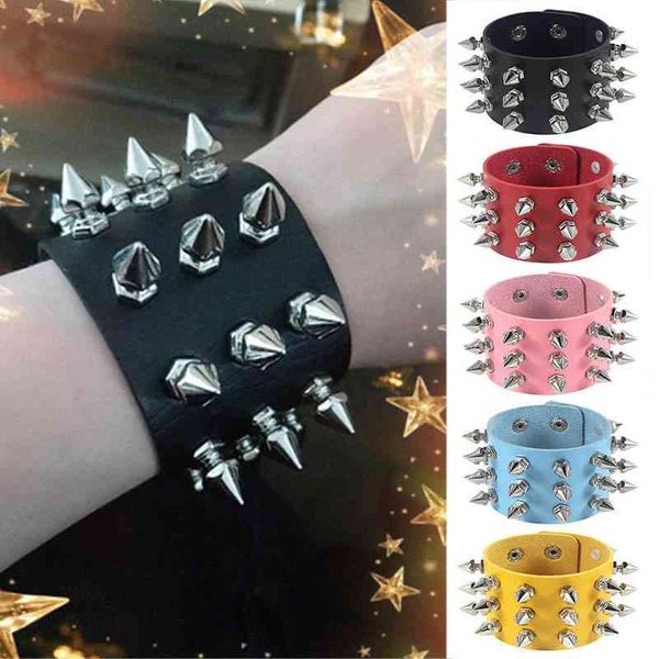 three row cuspidal spikes rivet stud wide cuff pu punk gothic rock men jewelry leather bracelet, Red;brown
three row cuspidal spikes rivet stud wide cuff pu punk gothic rock men jewelry leather bracelet, Red;brown