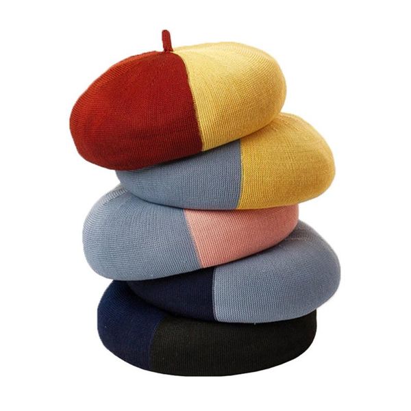 women's breathable block color knitted spring summer artist french berets hats 2021 pumpkin maiden baret beanie cap, Blue;gray
women's breathable block color knitted spring summer artist french berets hats 2021 pumpkin maiden baret beanie cap, Blue;gray