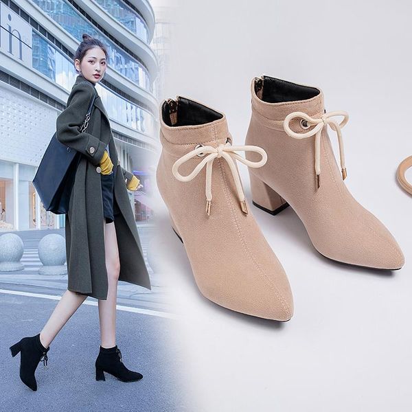 boots 2021 fashion women casual flock high heels autumn winter shoes woman pointed toe bow ankle zapatos mujer size 34-43, Black
boots 2021 fashion women casual flock high heels autumn winter shoes woman pointed toe bow ankle zapatos mujer size 34-43, Black