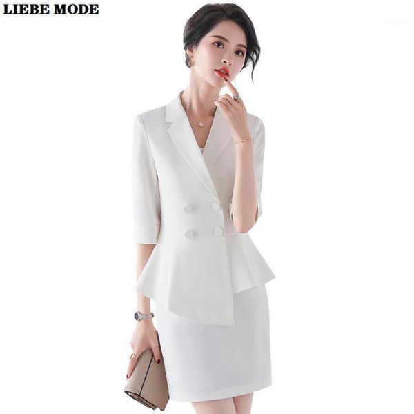two piece dress summer woman half sleeve double breasted suit jacket and mini skirt office lady formal irregular blazer set 2 skirts suits, White
two piece dress summer woman half sleeve double breasted suit jacket and mini skirt office lady formal irregular blazer set 2 skirts suits, White
