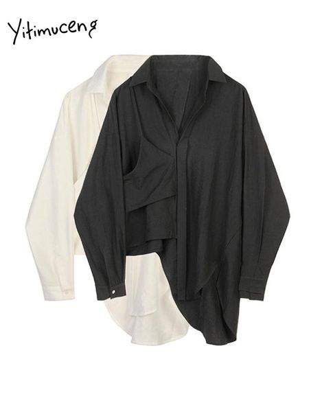 women's blouses & shirts yitimuceng black white women office lady solid irregular long sleeve spliced turn-down collar casual clothing
women's blouses & shirts yitimuceng black white women office lady solid irregular long sleeve spliced turn-down collar casual clothing