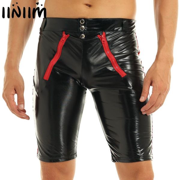 men's shorts iiniim men patent leather wetlook moto boxer lingerie opened with zipper night parties clubwear, White;black
men's shorts iiniim men patent leather wetlook moto boxer lingerie opened with zipper night parties clubwear, White;black