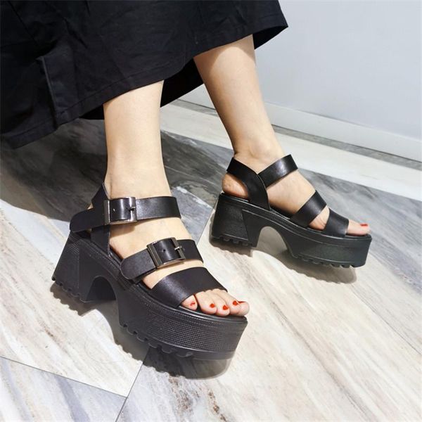 dress shoes pxelena gothic women genuine leather sandals thick platform chunky block high heels creepers buckle lady punk rock summer, Black
dress shoes pxelena gothic women genuine leather sandals thick platform chunky block high heels creepers buckle lady punk rock summer, Black