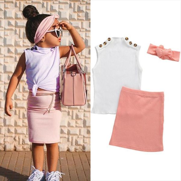 toddlers kids baby girls summer clothes sleeveless button knitted t shirt pencil skirts children casual outfits, White
toddlers kids baby girls summer clothes sleeveless button knitted t shirt pencil skirts children casual outfits, White