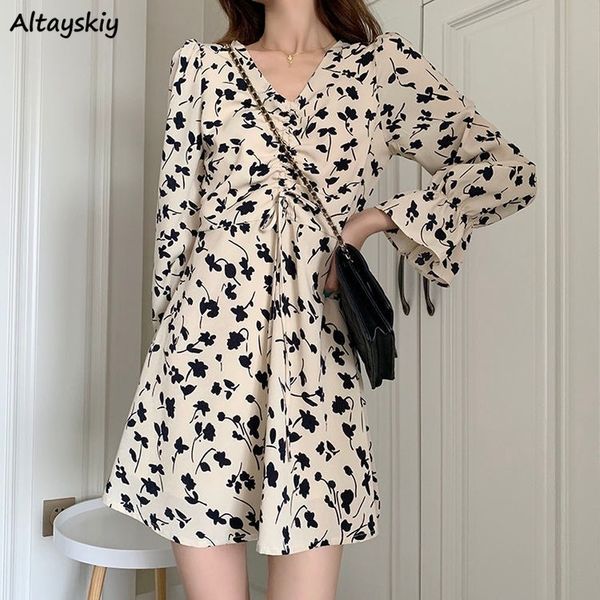 long sleeve dress women floral print spring basic slim temperament lightweight v-neck elegant sweet lady dresses apricot classy, Black;gray
long sleeve dress women floral print spring basic slim temperament lightweight v-neck elegant sweet lady dresses apricot classy, Black;gray