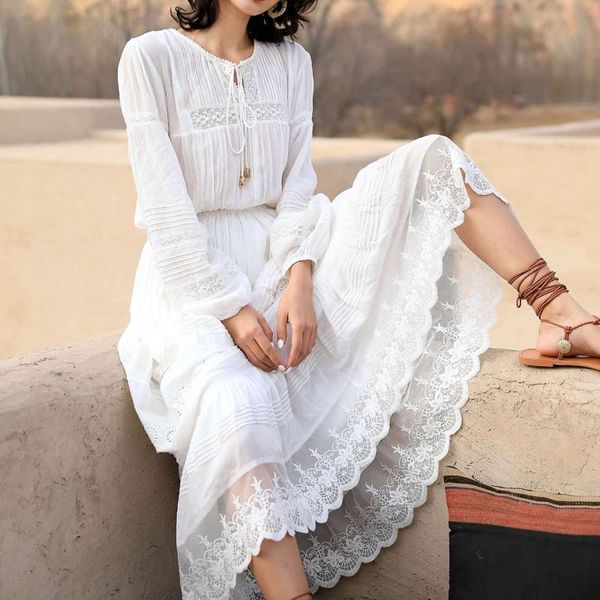 casual dresses women embroidery patchwork lace white dress long sleeves hollow maxi female elegant boho beach vestidos, Black;gray
casual dresses women embroidery patchwork lace white dress long sleeves hollow maxi female elegant boho beach vestidos, Black;gray