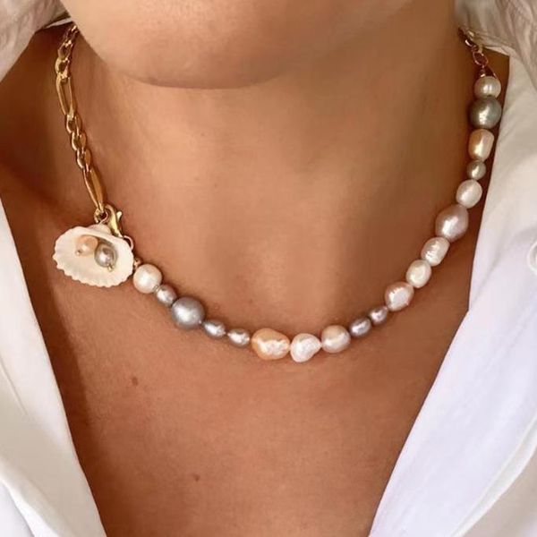 chokers classic fashion lady jewelry natural pink pearl necklace shell pendant color preserving stainless steel chain beauty accessories, Golden;silver
chokers classic fashion lady jewelry natural pink pearl necklace shell pendant color preserving stainless steel chain beauty accessories, Golden;silver