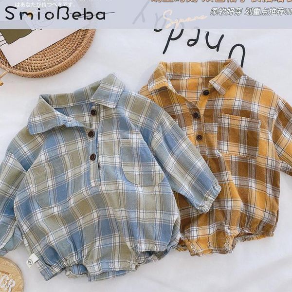 jumpsuits boys and girls rompers 0-2 years baby spring autumn long sleeve one-piece plaid turn down collar clothing, Blue
jumpsuits boys and girls rompers 0-2 years baby spring autumn long sleeve one-piece plaid turn down collar clothing, Blue