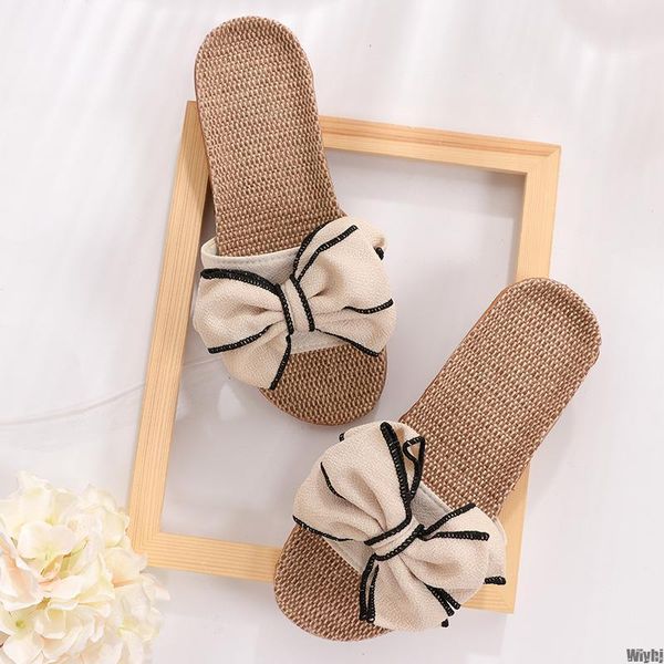 slippers ladies linen home summer bow soft floor indoor flat shoes cute, Black
slippers ladies linen home summer bow soft floor indoor flat shoes cute, Black