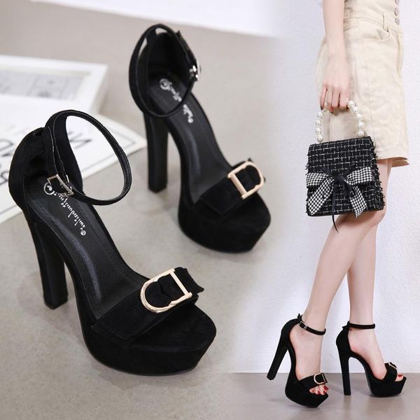 sandals 2021 summer fashion buckle suede high heeled shoes women's platform thick, Black
sandals 2021 summer fashion buckle suede high heeled shoes women's platform thick, Black