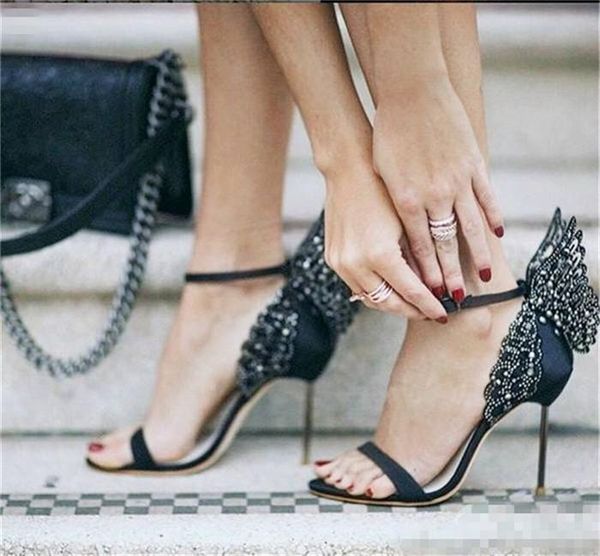women summer fretwork ankle strap sandles metal heel butterfly wing sandals wedding plus size 34- 42, Black
women summer fretwork ankle strap sandles metal heel butterfly wing sandals wedding plus size 34- 42, Black