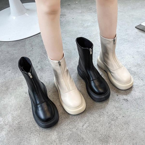 boots white ankle round toe women's shoes platform zipper flat heel boots-women low clogs rubber ladies riding autumn rock med, Black
boots white ankle round toe women's shoes platform zipper flat heel boots-women low clogs rubber ladies riding autumn rock med, Black