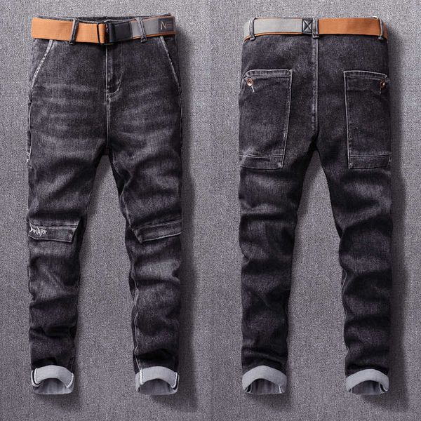 european street style fashion men jeans retro black gray elastic slim fit spliced designer hip hop denim pencil pants s3xg, Blue
european street style fashion men jeans retro black gray elastic slim fit spliced designer hip hop denim pencil pants s3xg, Blue