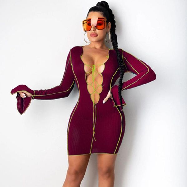ribbed knit lace-up bandage dress women deep v-neck flare sleeve christmas bodycon mini party dresses vestidos de fiesta casual, Black;gray
ribbed knit lace-up bandage dress women deep v-neck flare sleeve christmas bodycon mini party dresses vestidos de fiesta casual, Black;gray