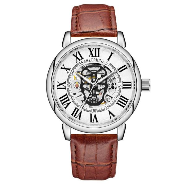 wristwatches cool men's skeleton automatic mechanical wristwatch skull gift box, Slivery;brown
wristwatches cool men's skeleton automatic mechanical wristwatch skull gift box, Slivery;brown