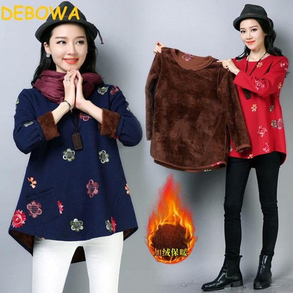 women's blouses & shirts debowa winter thick velvet women floral blouse warm thicken cotton large size 3xl, White
women's blouses & shirts debowa winter thick velvet women floral blouse warm thicken cotton large size 3xl, White