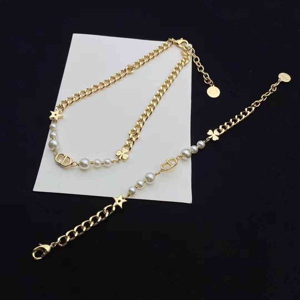 dio/christian d home / 21 cd letter star necklace temperament baita pearl bracelet, Red;brown
dio/christian d home / 21 cd letter star necklace temperament baita pearl bracelet, Red;brown