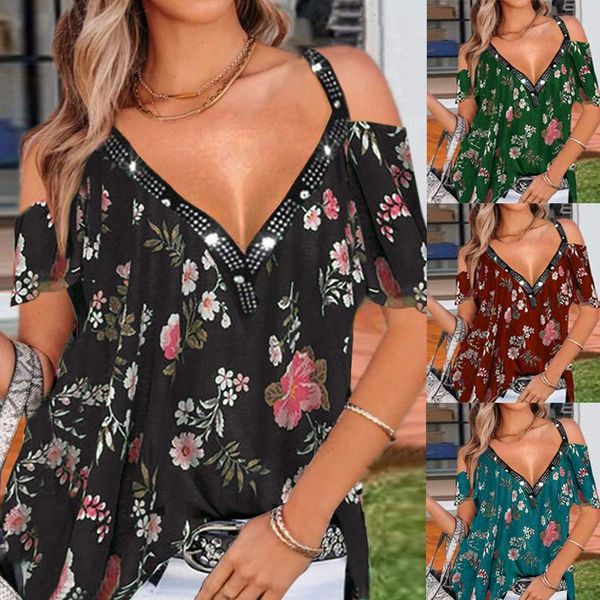 women's t-shirt v neck short sleeve summer women printed hollow out t shirt fashion loose off shoulder casual plus size shirts f162, White
women's t-shirt v neck short sleeve summer women printed hollow out t shirt fashion loose off shoulder casual plus size shirts f162, White