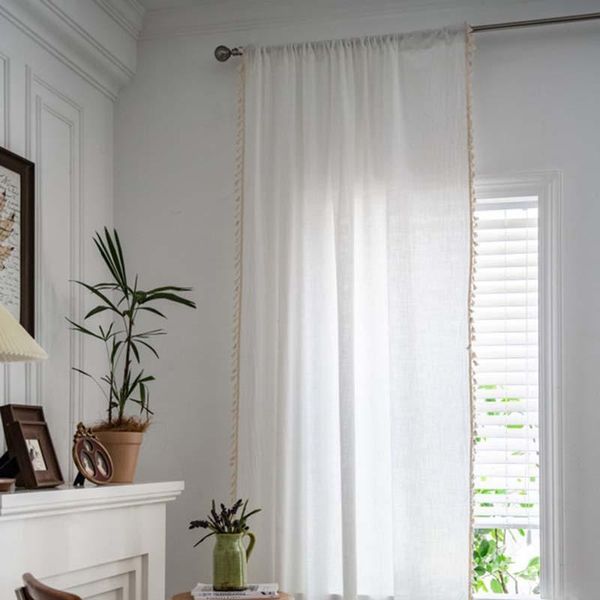 curtain & drapes linen look white rod pocket with tassels voile semi sheer privacy protection for living room bedroom decor tj6477
curtain & drapes linen look white rod pocket with tassels voile semi sheer privacy protection for living room bedroom decor tj6477