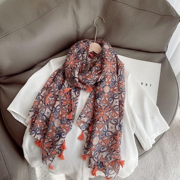 royalmaybe exquisite pastoral style retro print silk scarf cotton long spring and summer thin scarves, Blue;gray
royalmaybe exquisite pastoral style retro print silk scarf cotton long spring and summer thin scarves, Blue;gray