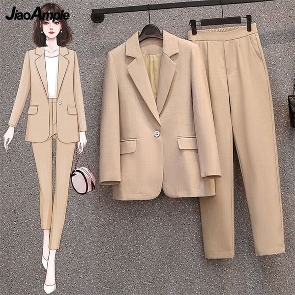 spring autumn casual suit trousers two-piece women elegant professional set korean fashion blazers jacket pants suits 220315, White
spring autumn casual suit trousers two-piece women elegant professional set korean fashion blazers jacket pants suits 220315, White