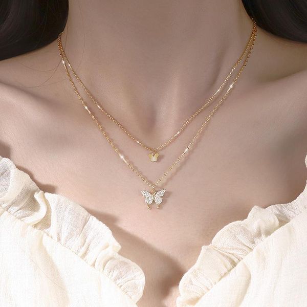 pendant necklaces butterfly choker necklace for women double layers elegant clavicle chain aesthetic neck collar jewelry gift, Silver
pendant necklaces butterfly choker necklace for women double layers elegant clavicle chain aesthetic neck collar jewelry gift, Silver