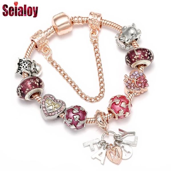 charm bracelets seialoy family for women men original crystal heart leaves rose gold beaded girls kids bangle jewelry, Golden;silver
charm bracelets seialoy family for women men original crystal heart leaves rose gold beaded girls kids bangle jewelry, Golden;silver