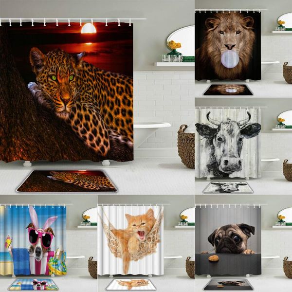 shower curtains animals 3d curtain set leopard, lion, tiger, cat dog bathroom toilet non-slip mat floor bath rug with hooks
shower curtains animals 3d curtain set leopard, lion, tiger, cat dog bathroom toilet non-slip mat floor bath rug with hooks