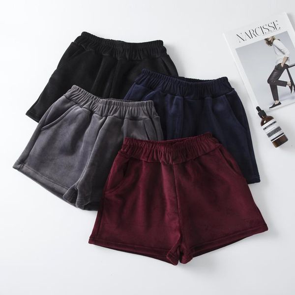 women's shorts women autumn and winter high waist solid casual loose thick warm elastic straight booty pockets, White;black
women's shorts women autumn and winter high waist solid casual loose thick warm elastic straight booty pockets, White;black