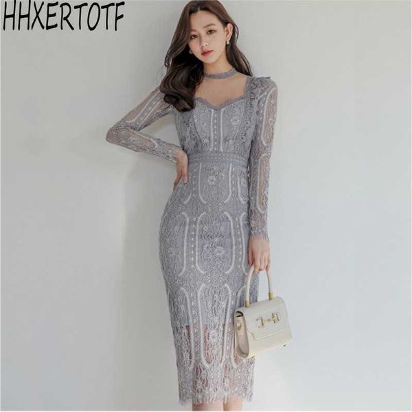 spring elegant ladies slim lace package hip dress long sleeve female pencil split 210531, Black;gray
spring elegant ladies slim lace package hip dress long sleeve female pencil split 210531, Black;gray
