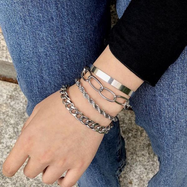 link, chain punk alloy thick bracelets for women bangles fashion jewelry, Black
link, chain punk alloy thick bracelets for women bangles fashion jewelry, Black