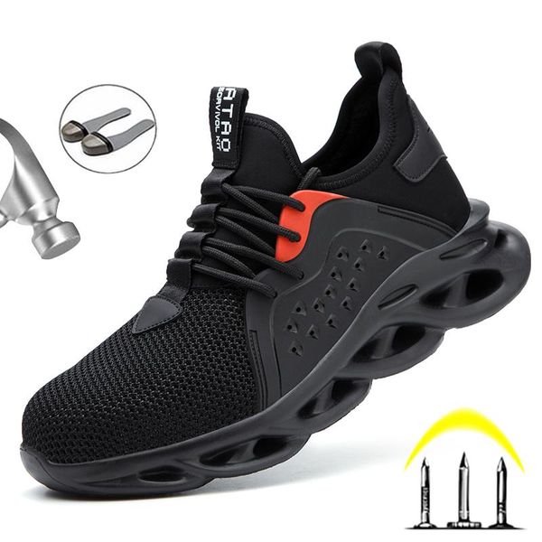 boots male work safety shoes for men summer breathable working steel toe anti-smashing construction sneakers, Black
boots male work safety shoes for men summer breathable working steel toe anti-smashing construction sneakers, Black