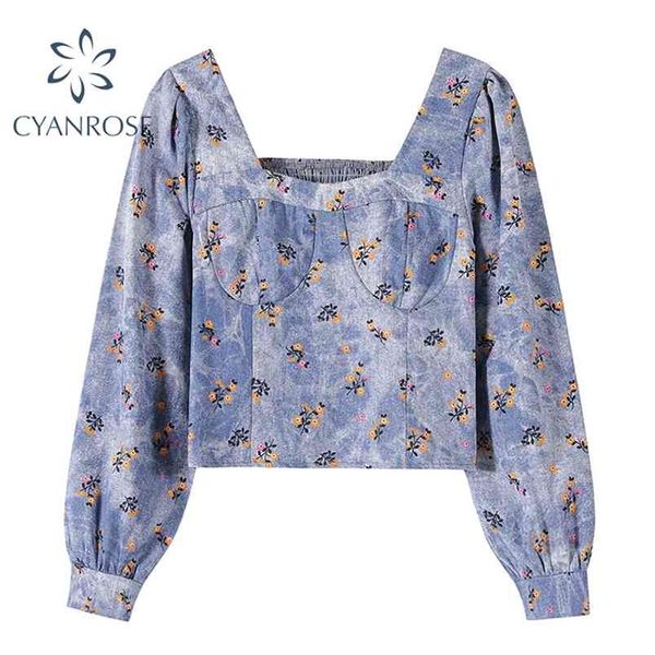 french vintage floral print crop blouses women spring square collar puff long sleeve blue elegant fashion beach blusas 210515, White
french vintage floral print crop blouses women spring square collar puff long sleeve blue elegant fashion beach blusas 210515, White