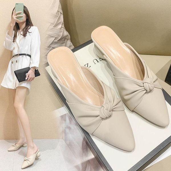 slippers sandals leather mid-heel thick with pointed toe elegant all-match baotou half female bow summer wear, Black
slippers sandals leather mid-heel thick with pointed toe elegant all-match baotou half female bow summer wear, Black