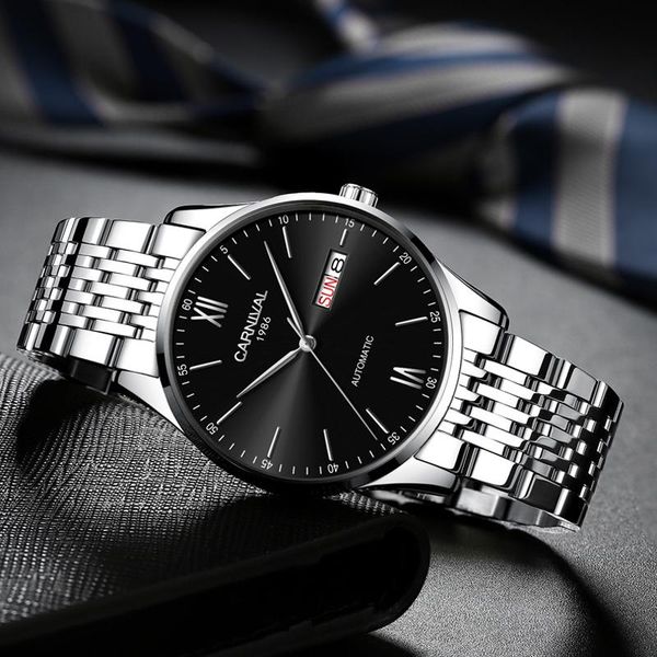 wristwatches carnival brand classic mens automatic mechanical watches stainless steel waterproof calendar business ultra thin men watch 8016, Slivery;brown
wristwatches carnival brand classic mens automatic mechanical watches stainless steel waterproof calendar business ultra thin men watch 8016, Slivery;brown