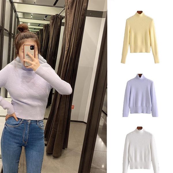 women's sweaters 2021 spring knitwear soft three-color round neck slim-fitting blouse long-sleeved sweater, White;black
women's sweaters 2021 spring knitwear soft three-color round neck slim-fitting blouse long-sleeved sweater, White;black