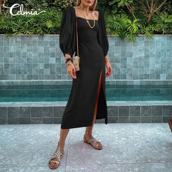 casual dresses women 2021 vintage pufff sleeve celmia elegant romance square collar midi dress slit solid vestidos party robe 5xl, Black;gray
casual dresses women 2021 vintage pufff sleeve celmia elegant romance square collar midi dress slit solid vestidos party robe 5xl, Black;gray