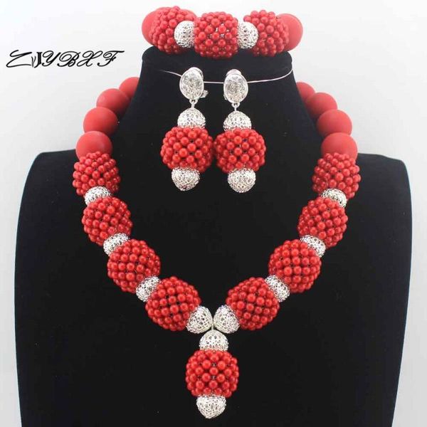 earrings & necklace luxury bridal red coral beads jewelry set handmade african wedding nigerian l0080, Silver
earrings & necklace luxury bridal red coral beads jewelry set handmade african wedding nigerian l0080, Silver
