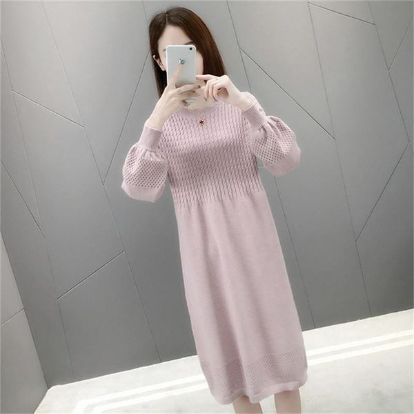 casual dresses knitting dress female 2021 spring medium long women round neck lantern sleeves ladies qw005, Black;gray
casual dresses knitting dress female 2021 spring medium long women round neck lantern sleeves ladies qw005, Black;gray