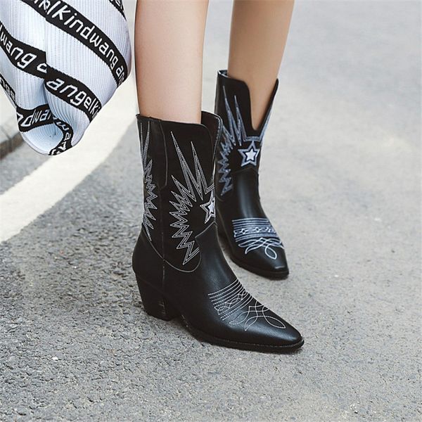 western boots women autumn winter embossed slip on solid color basic boots pointy toe cowboy cowgirl motorcycle boots for female 210507, Black
western boots women autumn winter embossed slip on solid color basic boots pointy toe cowboy cowgirl motorcycle boots for female 210507, Black